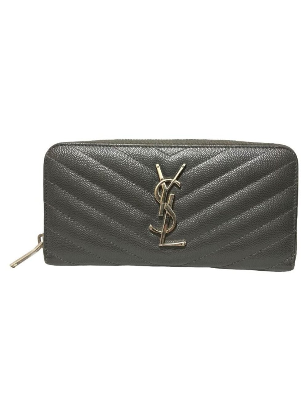 Saint Laurent Paris Cassandra Zip Around Wallet Gray